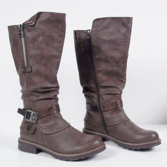 EMMSHU CLESY Tall Boot with Buckle Detail Brown NIB Size 6 - 6.5 - Picture 2 of 9